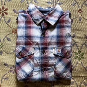 Carhartt Plaid Short Sleeve Button Up Shirt Rugged Outdoor - Men’s SZ Medium